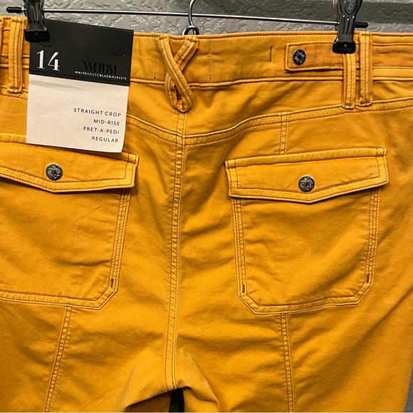White House Black Market Mustard Straight Crop Pants Mid Rise Size 14 New - Picture 6 of 14